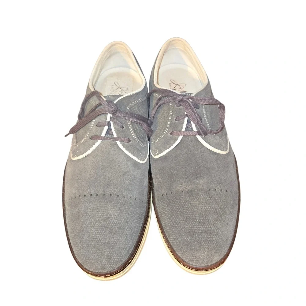 Johnston & Murphy Denby Lace Up Sneakers Mens 9M Gray Perforated Suede 27-1447